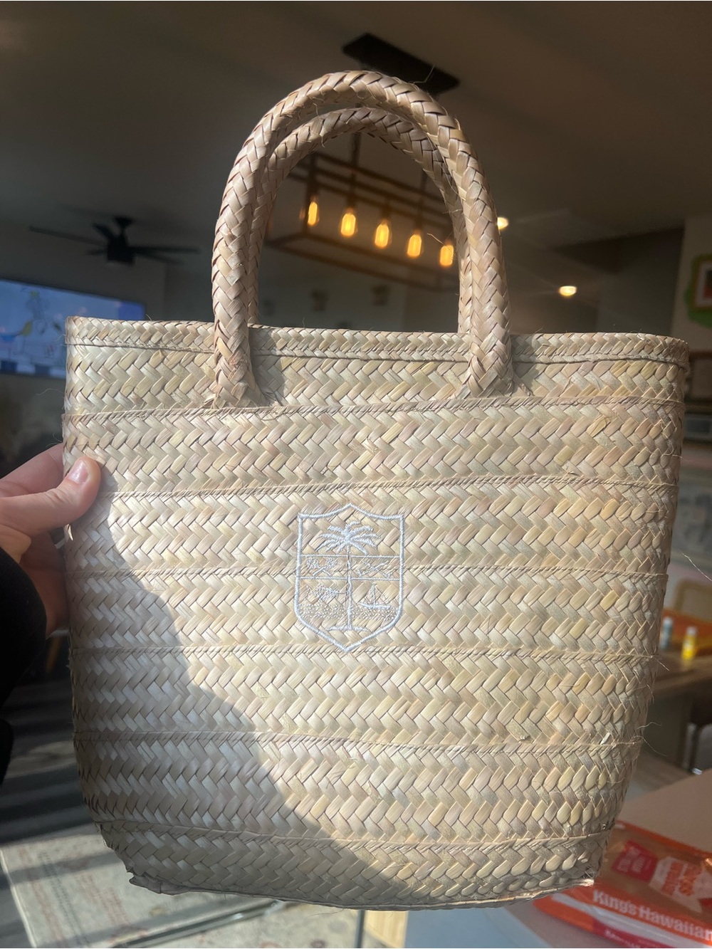 Handwoven Natural Straw Tote Bag with Braided Handles